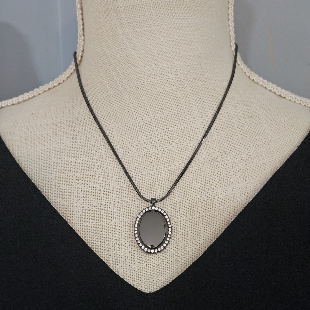 White House Black Market  Black and Rhinestone Necklace